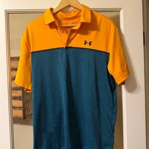 Under Armour Men's Polo Shirt - Gold and Blue